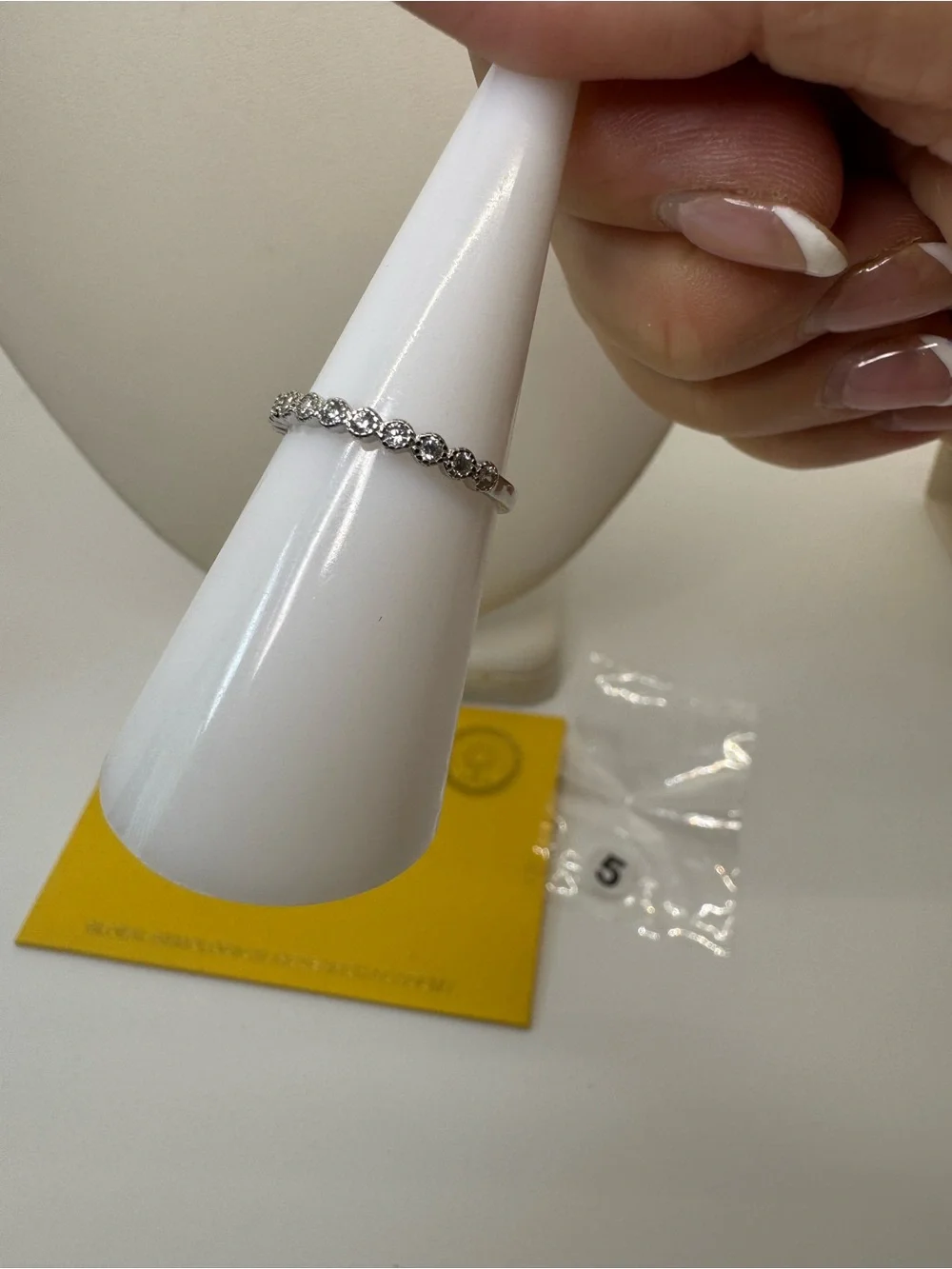Genuine 0.25 CT Moissanite Band Silver Size 5 GRA Certified